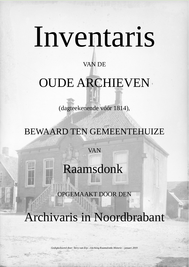 Cover of Inventaris van de oude archieven van het dorp Raamsdonk